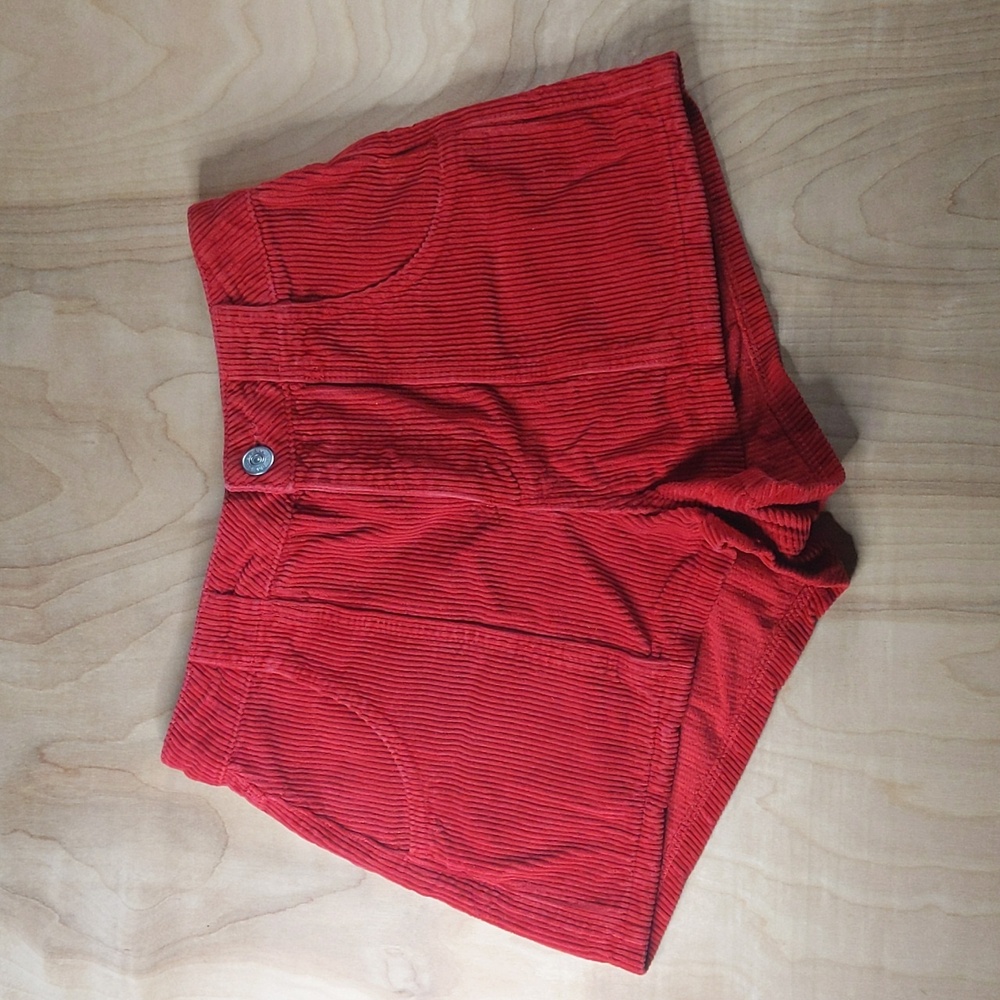 BDG (Urban Outfitters) Red Corduroy High-Waisted Short Shorts
